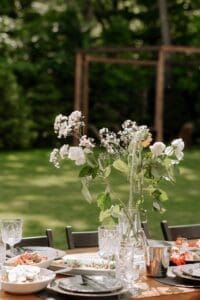 Decoration,For,An,Outdoor,Dining,Table,Next,To,The,Forest.